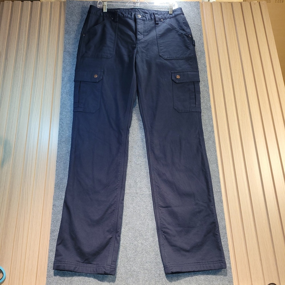 Duluth Trading Co Cargo Pants Women 10x33 Navy Blue Good DuluthFlex Fire Hose
